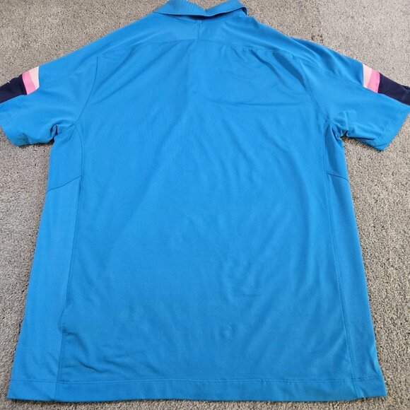 Nike Golf Tour Performance Mens Large Blue Stripe Short Sleeve Polo Dri-Fit - Picture 3 of 8